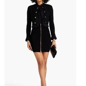 Aritzia WILFRED FREE Skirt knit ribbed Black High Waist XS YKK front double zip